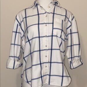 White and Blue Plaid Women’s M Universal Thread Flannel